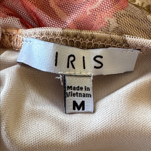 Floral Ruched Puff Sleeve Women’s Dress - Cream with Coral Floral - Picture 12 of 13